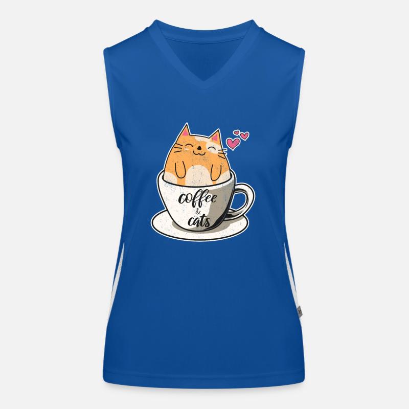 Coffee & Cats Funny Cat Lovers Cute Cat Coffee Lov Funktionelles Kontrast-Tank Top für Frauen