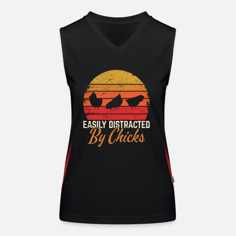 Easily Distracted By Chicks Funny Chicken Dad Chic Funktionelles Kontrast-Tank Top für Frauen