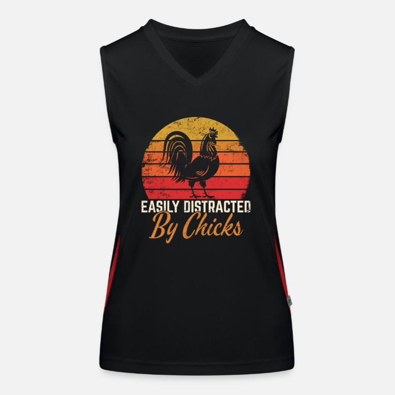 Easily Distracted By Chicks Funny Chicken Dad Chic Funktionelles Kontrast-Tank Top für Frauen