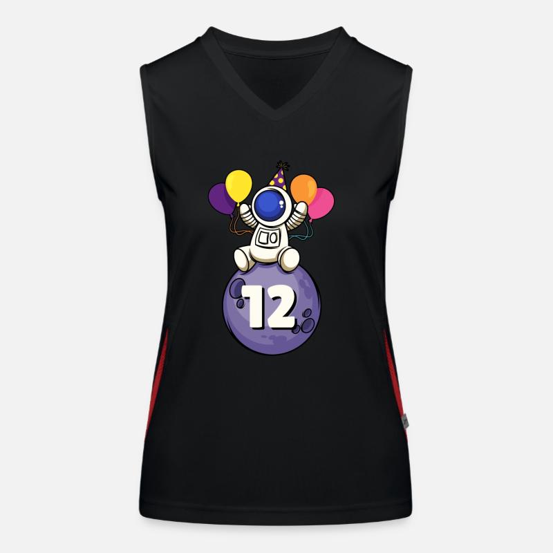 12 years old space birthday 12th birthday Women's Functional Contrast Tank Top