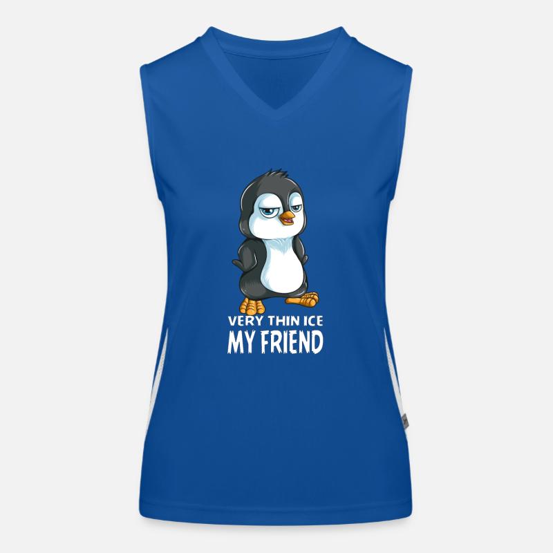 Very thin Ice my Friend Emperor Penguin Gift Women's Functional Contrast Tank Top