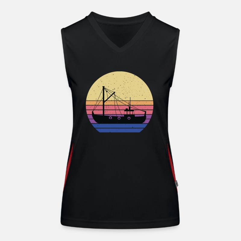 Fischkutter Retro Design Funktionelles Kontrast-Tank Top für Frauen