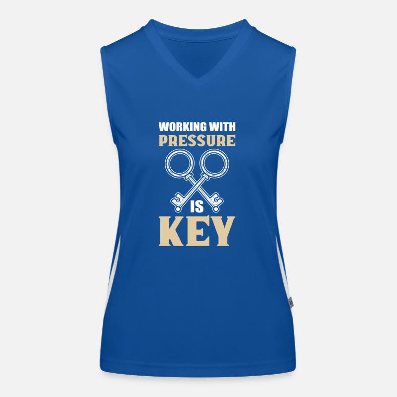 Working With Pressure Is Key Locksmith Funktionelles Kontrast-Tank Top für Frauen