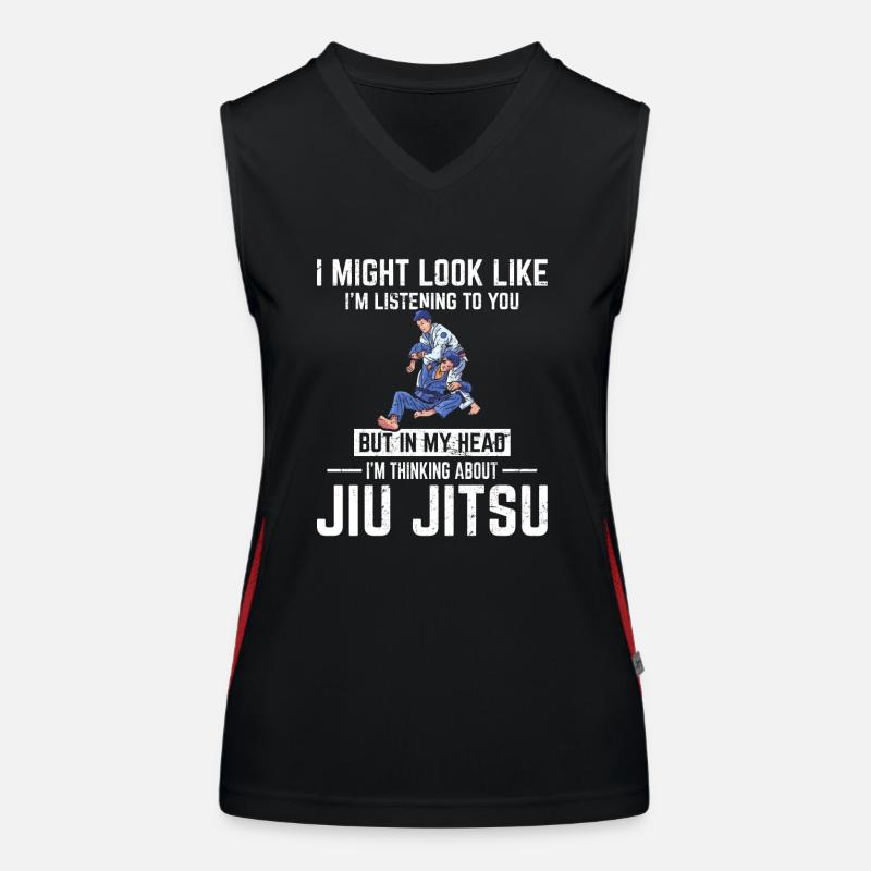 In My Head I'm Thinking About Jiu Jitsu BJJ JiuJit Funktionelles Kontrast-Tank Top für Frauen