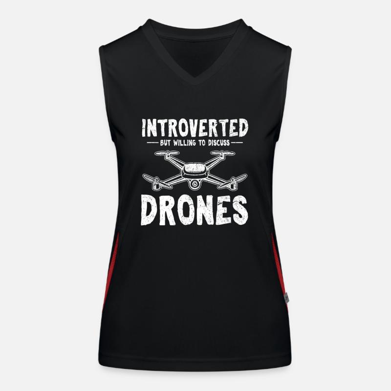 Introverted But Willing To Discuss Drones Funny Dr Women's Functional Contrast Tank Top