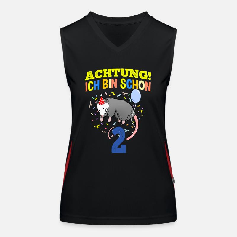 Achtung Ich Bin Schon 2 Geburtstag Opossum Funktionelles Kontrast-Tank Top für Frauen