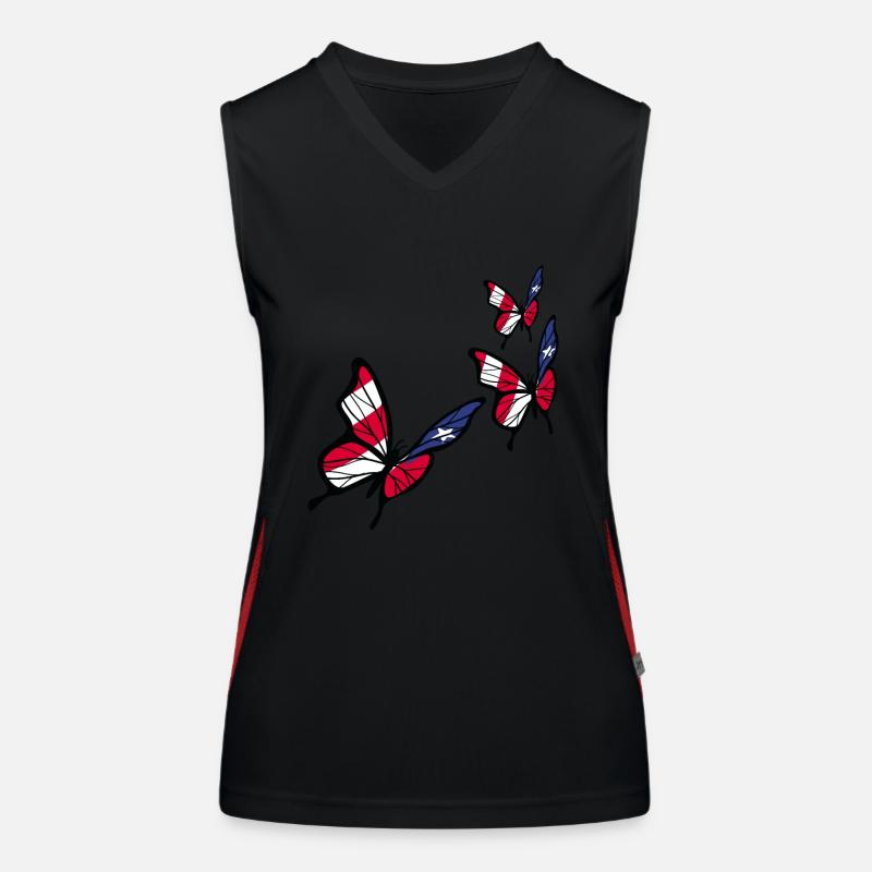 Drapeau papillon portoricain Débardeur respirant contrasté Femme