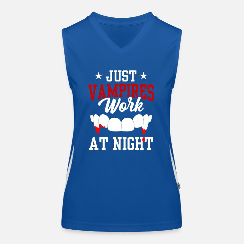 Only vampires work day shift sayings at night Women's Functional Contrast Tank Top