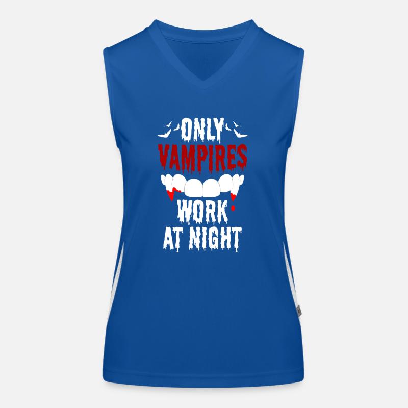 Only vampires work day shift sayings at night Women's Functional Contrast Tank Top
