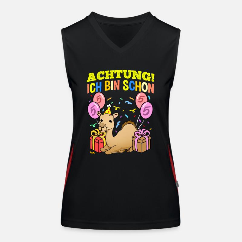 Achtung Ich Bin Schon 5 Geburtstag Dromedar Funktionelles Kontrast-Tank Top für Frauen