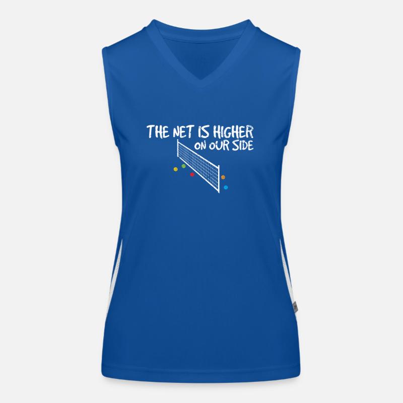 The Net Is Higher On Our Side Funny Pickleball Pla Funktionelles Kontrast-Tank Top für Frauen