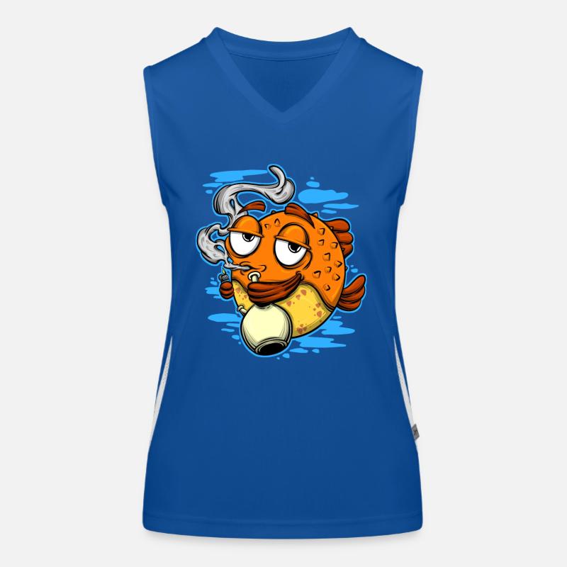 Unkraut rauchender Kugelfisch Funktionelles Kontrast-Tank Top für Frauen