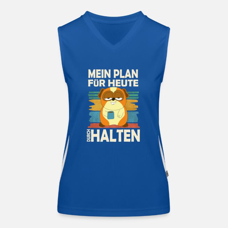Mein Plan Durchhalten - Lustig Kaffee Hamster Funktionelles Kontrast-Tank Top für Frauen