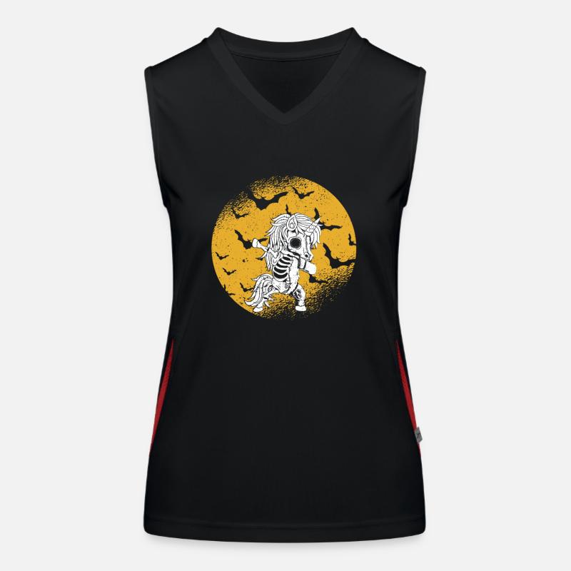 Dabbing Einhorn Skelett Halloween Dab Dance Scary Funktionelles Kontrast-Tank Top für Frauen