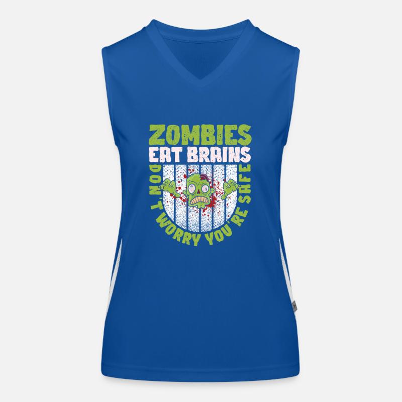 Halloween Zombie Zombies Eat Brains None Women's Functional Contrast Tank Top