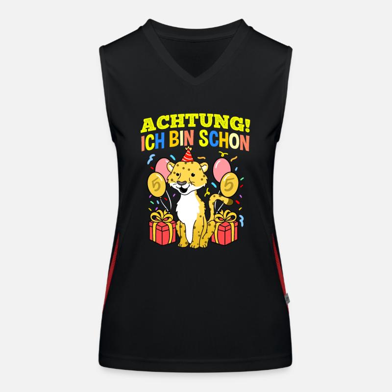 Achtung Ich Bin Schon 5 Geburtstag Leopard Funktionelles Kontrast-Tank Top für Frauen