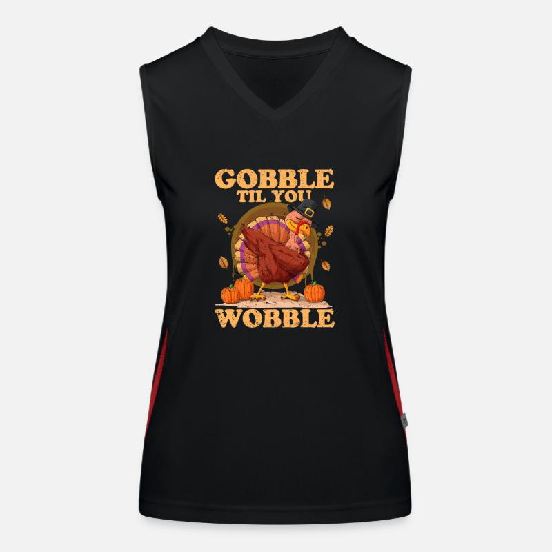 Gobble Til You Wobble Drôle de dinde Vacances Débardeur respirant contrasté Femme
