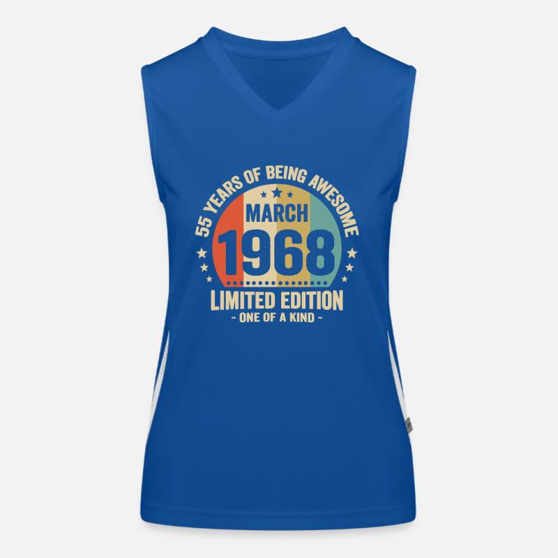 Vintage Birthday Gift Idea March 55 Women's Functional Contrast Tank Top