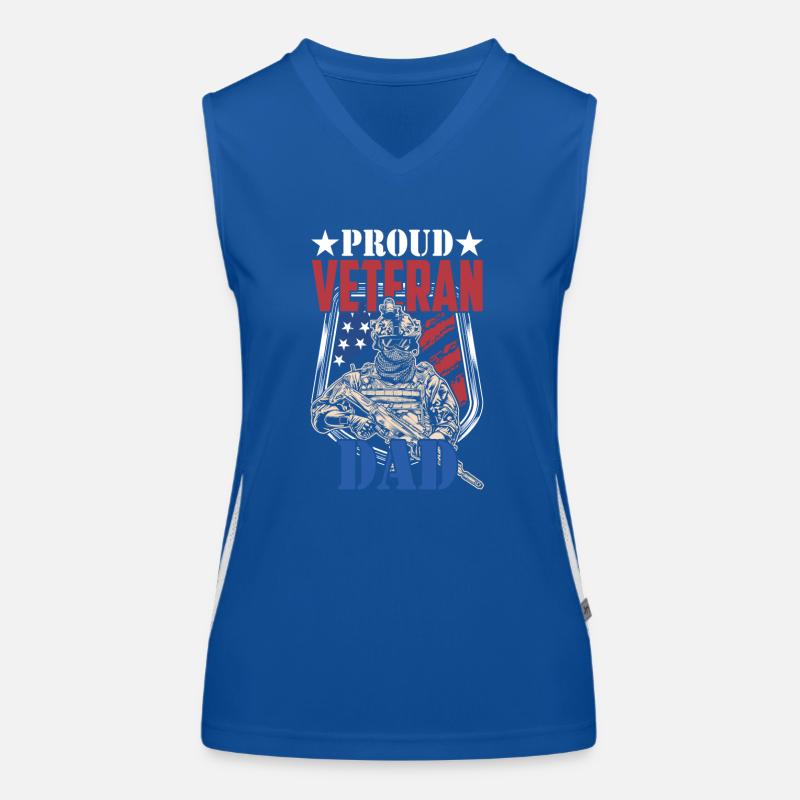 Stolzer Veteran Papa Vater Tag Vater Sprüche Papi Funktionelles Kontrast-Tank Top für Frauen