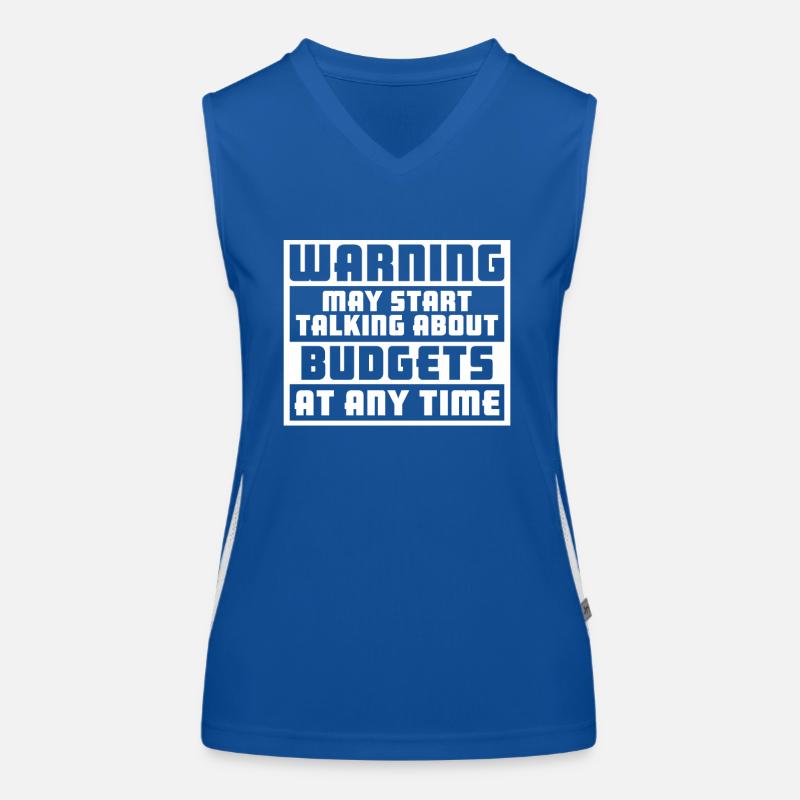 Warning May Start Talking About Budgets Funktionelles Kontrast-Tank Top für Frauen