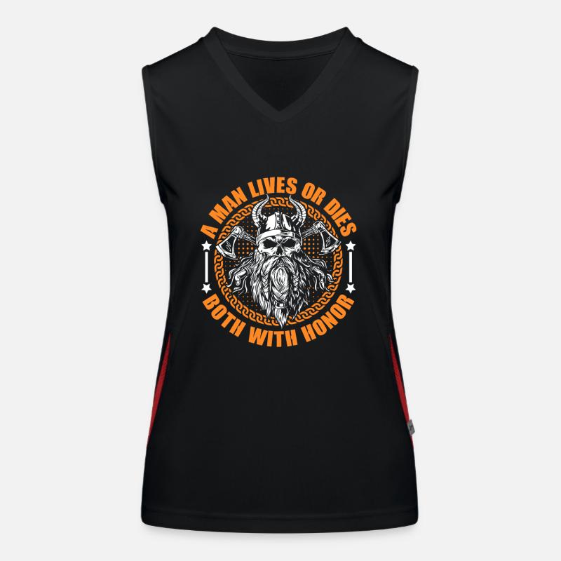 A man lives or dies both with honor Wikinger Funktionelles Kontrast-Tank Top für Frauen