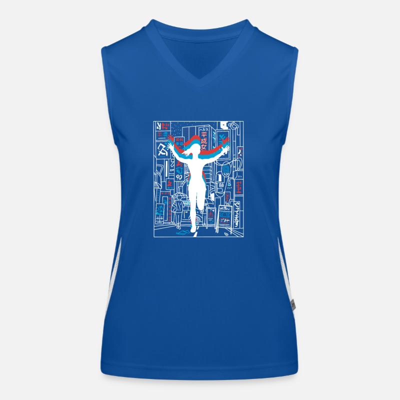 Vaporwave Synthwave Skyline Marathon, Trail Running Débardeur respirant contrasté Femme