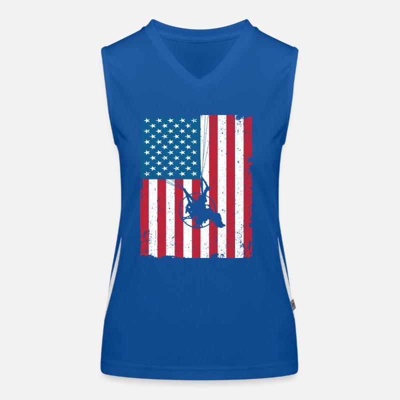 Paramotoring Powered Paragliding PPG USA Flag Women's Functional Contrast Tank Top