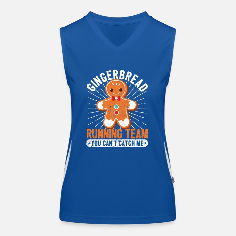 Gingerbread Running Team You Can't Catch Me Funny Women's Functional Contrast Tank Top