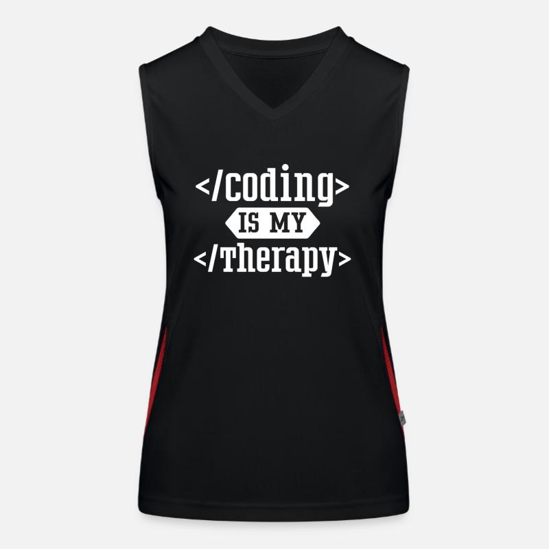 Programmieren Ist Meine Therapie Coding Coder Code Funktionelles Kontrast-Tank Top für Frauen