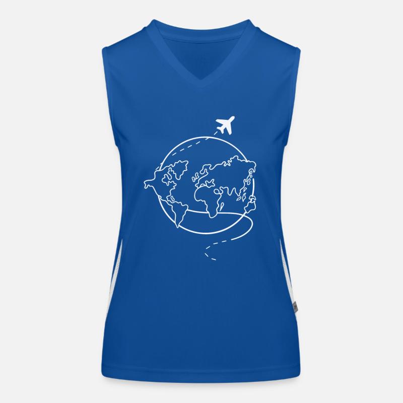 Weltkugel Flugzeug Reise Funktionelles Kontrast-Tank Top für Frauen