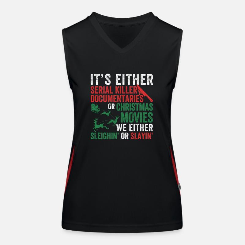 Either Serial Killer Documentaries Christmas Women's Functional Contrast Tank Top