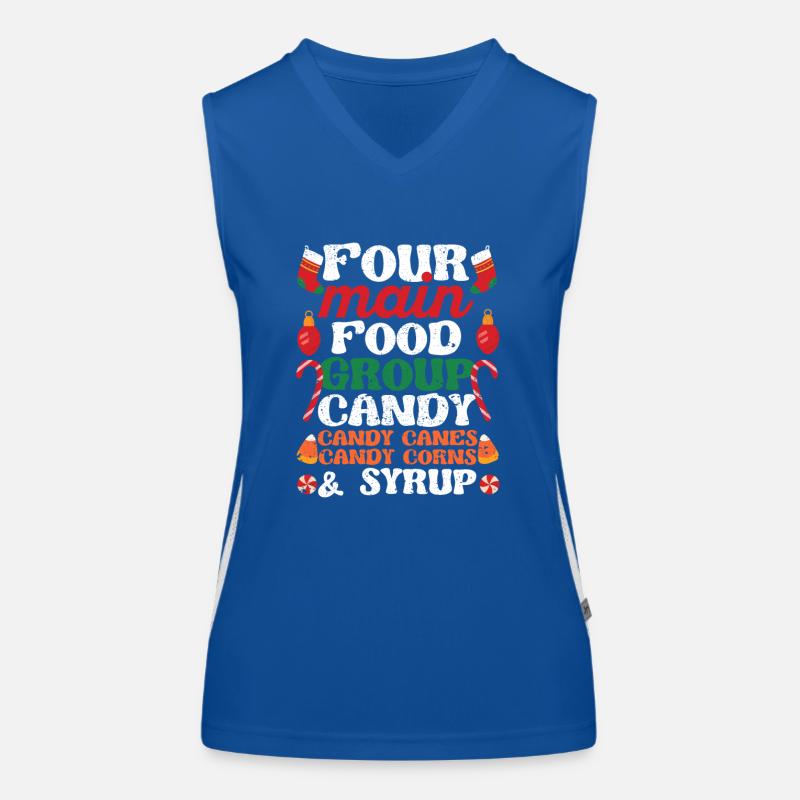 Four main food groups Santa Elf Buddy Women's Functional Contrast Tank Top