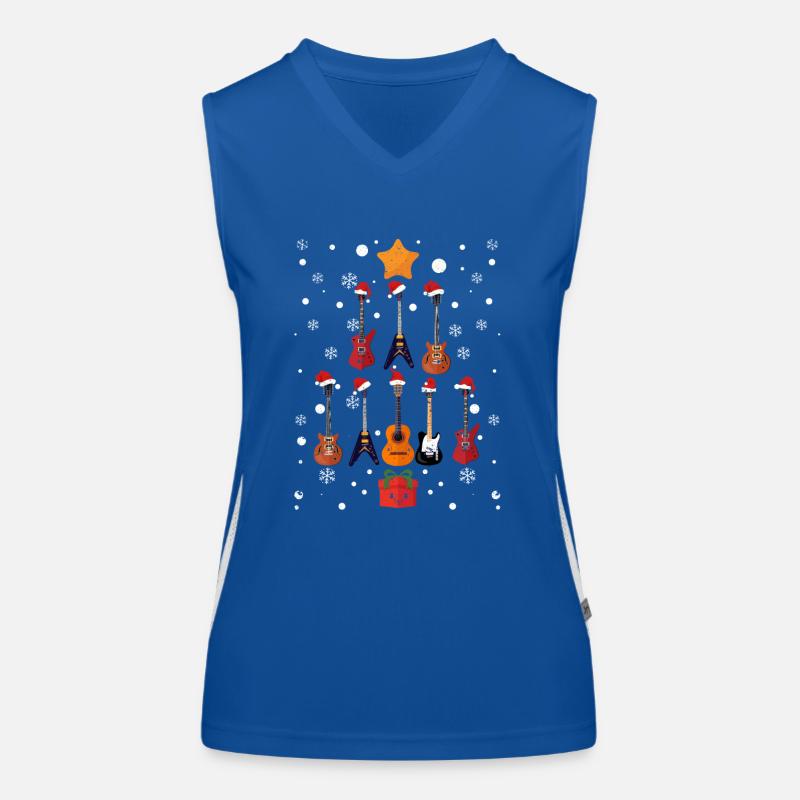Guitar Santa Claus Cap Christmas Tree Funny Women's Functional Contrast Tank Top