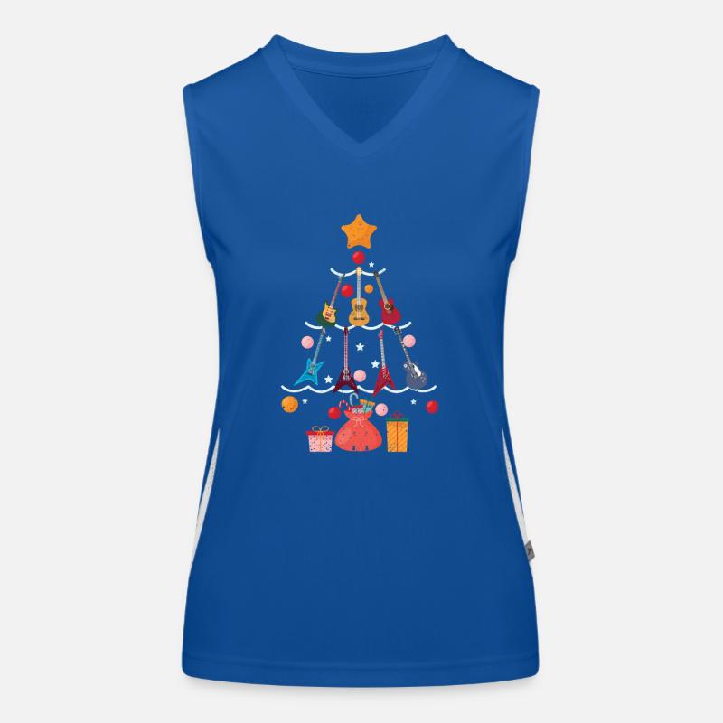 Guitar Santa Claus Cap Christmas Tree Funny Women's Functional Contrast Tank Top