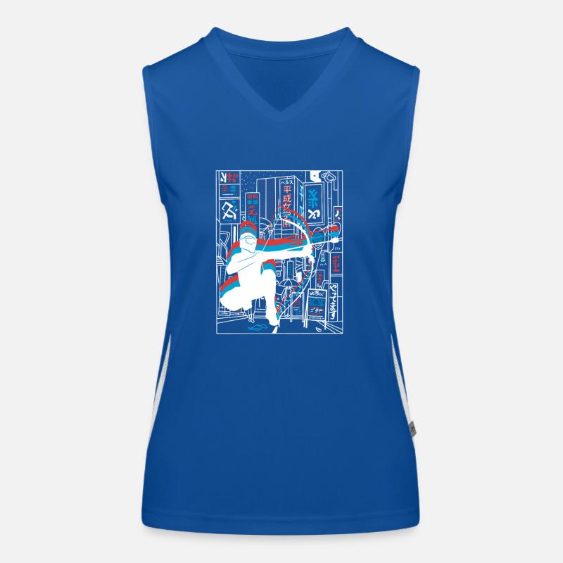 Vaporwave Synthwave Skyline Arrowtag Débardeur respirant contrasté Femme