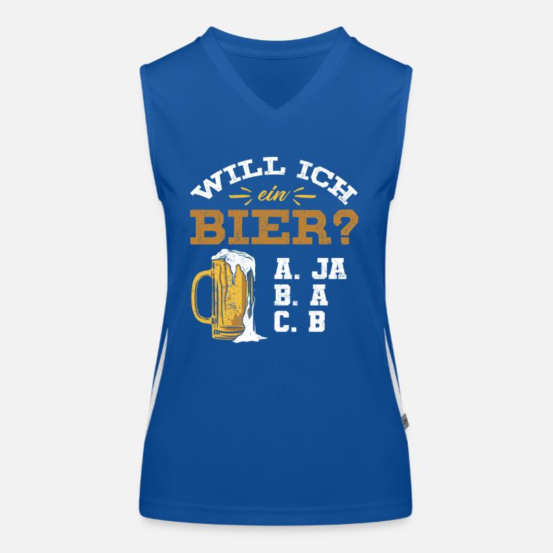 Will ich ein Bier? Biertrinker, Bier Biere saufen Funktionelles Kontrast-Tank Top für Frauen