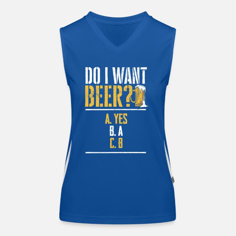 Will ich ein Bier? Biertrinker, Bier Biere saufen Funktionelles Kontrast-Tank Top für Frauen