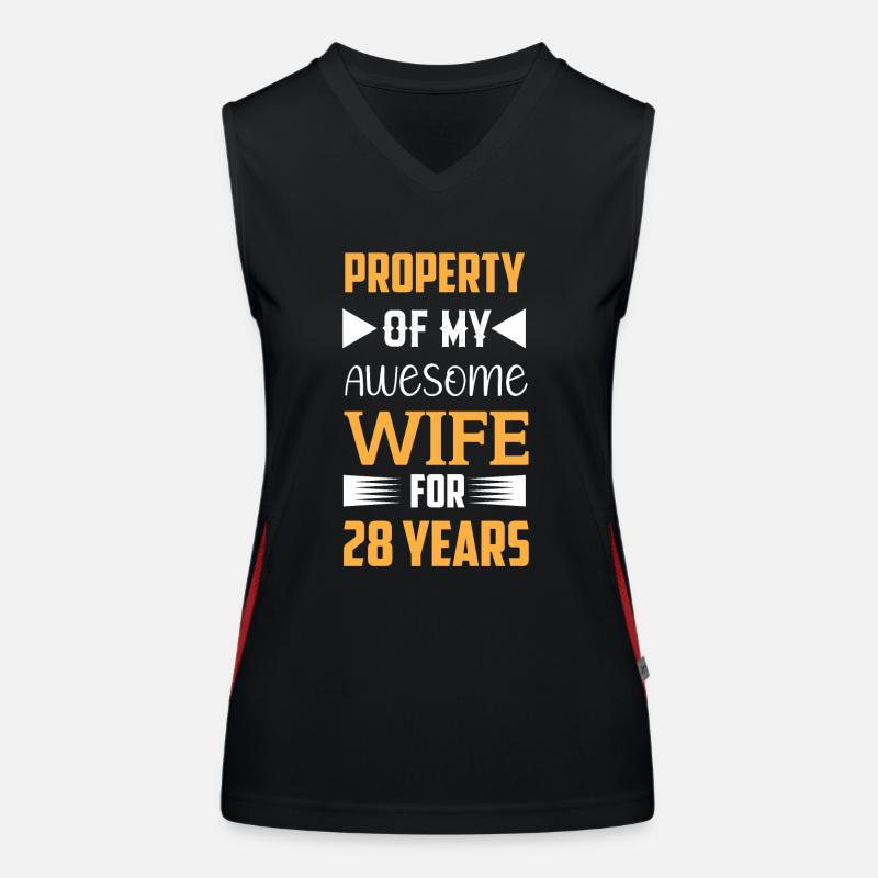 28 Years Married Carnation Wedding Gift Women's Functional Contrast Tank Top