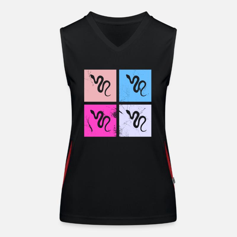 Snake Retro Reptile Python Gift idea Women's Functional Contrast Tank Top