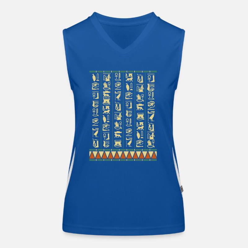 Hieroglyphs Pyramids Ancient Egypt Women's Functional Contrast Tank Top