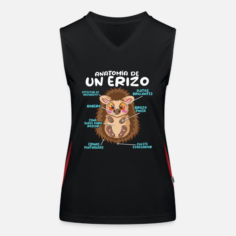 Anatomie eines lustigen Igels Funktionelles Kontrast-Tank Top für Frauen