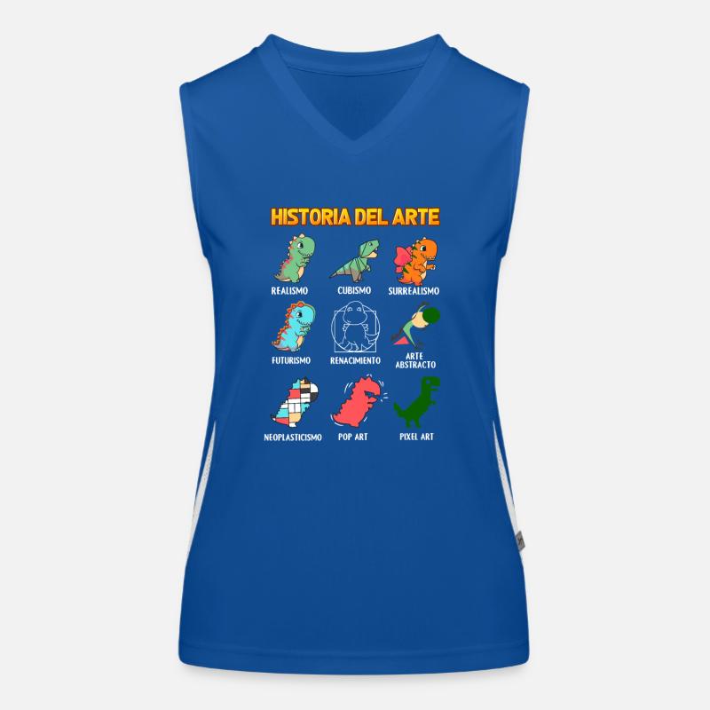Kunstgeschichte mit Dinosauriern Funktionelles Kontrast-Tank Top für Frauen