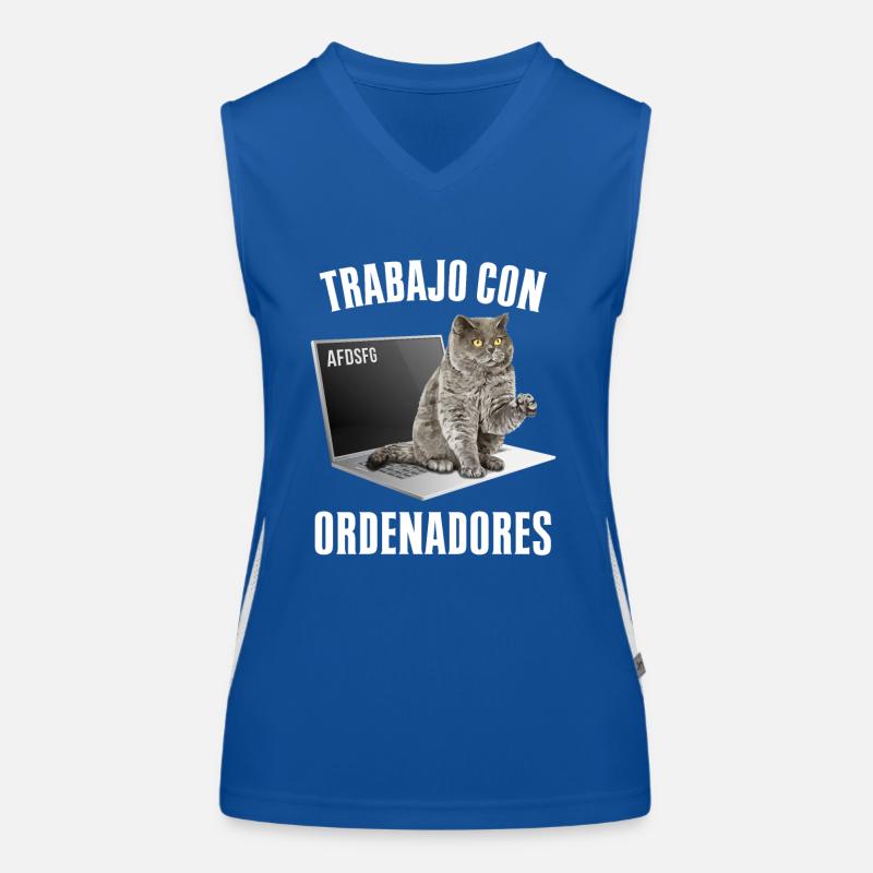 Working with Computers and Geek Cats Women's Functional Contrast Tank Top