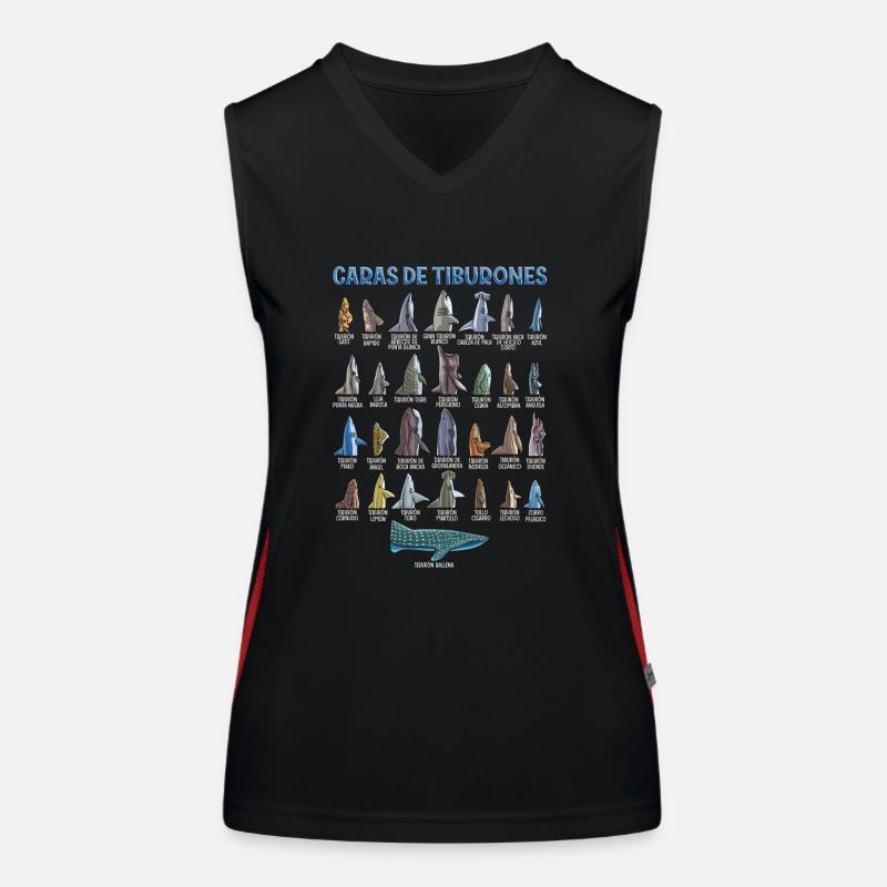 Types of sharks Identification Faces Women's Functional Contrast Tank Top
