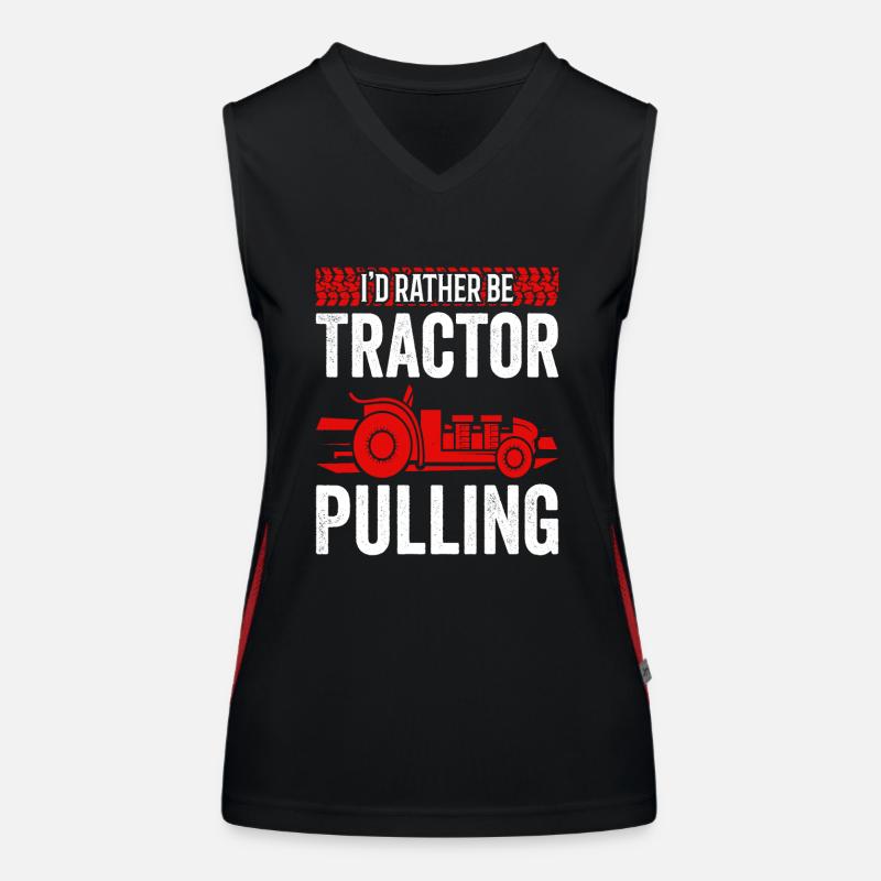 Truck Pulling I'd Rather Be Tractor Pulling Women's Functional Contrast Tank Top
