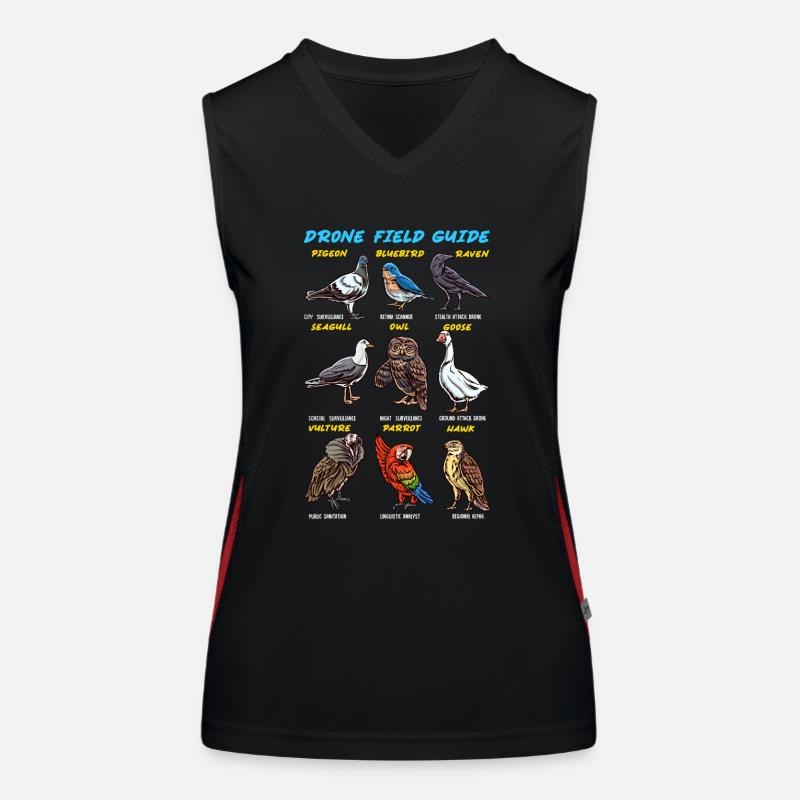 Guide des oiseaux Drones Canards Perroquets Hiboux Débardeur respirant contrasté Femme