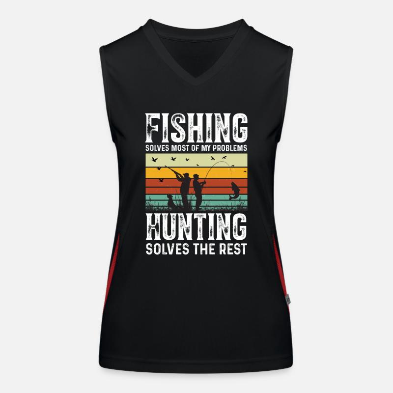 Fishing Hunting Fish Hook Hunter Rod Bait Bite Women's Functional Contrast Tank Top