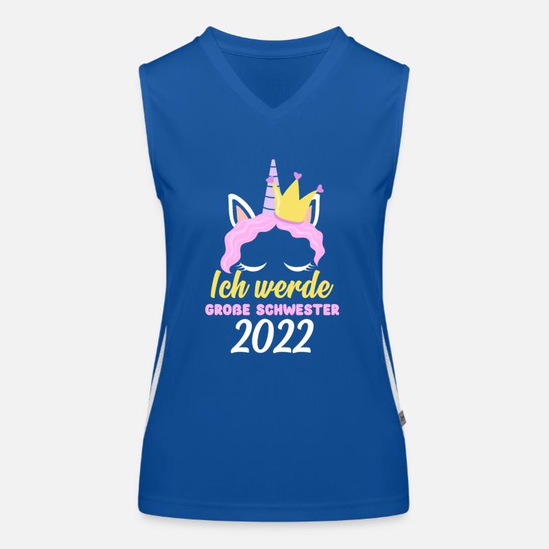 Mädchen Einhorn Ich Werde Große Schwester 2022 Funktionelles Kontrast-Tank Top für Frauen