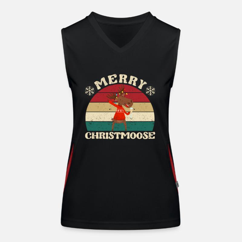Merry Christmoose Christmas Moose Lovers Women's Functional Contrast Tank Top