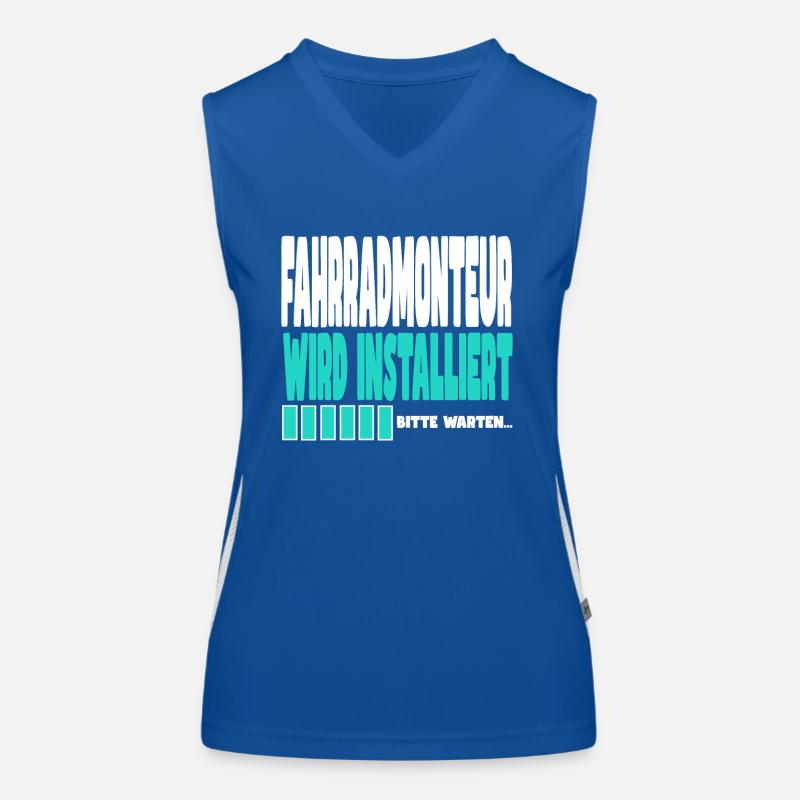 Fahrradmonteur wird installiert Funktionelles Kontrast-Tank Top für Frauen